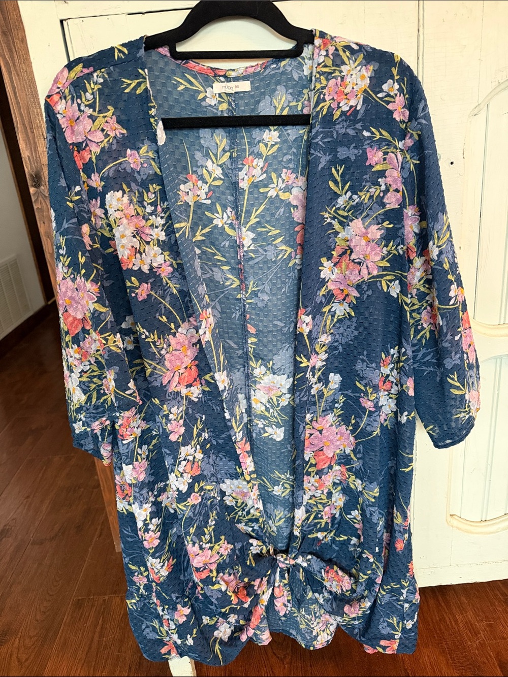 Maurices Floral Navy Open-Front Kimono Top